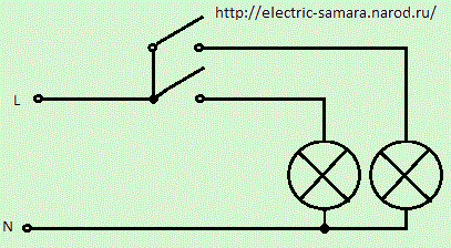 схема подключения двухклавишного выключателя